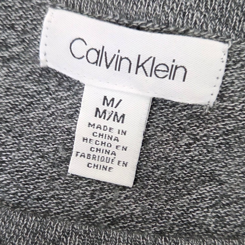 Calvin Klein gray textured sweater blouse office wear crew neck womens size M - Picture 7 of 11